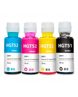 botella de tinta hp generica gt53/52 cyan magenta yellow negro 4 unidades