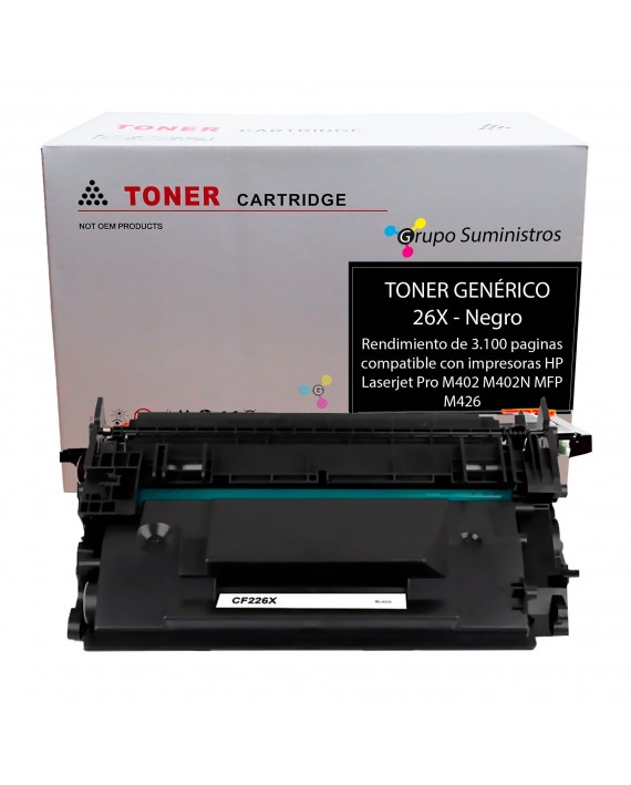Toner 26X Genérico Negro Compatible con Impresoras HP LaserJet Pro M402 M402N MFP M426