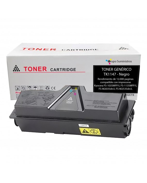 Tóner TK 1147 Genérico Compatible con Impresoras Kyocera FS-1035MFP/L FS-1135MFP/L FS-M2035dn/L FS-M2535dn/L