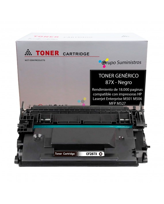 Toner 87X Genérico Negro Compatible con Impresoras HP LaserJet Enterprise M501 M501N M506 MFP M527