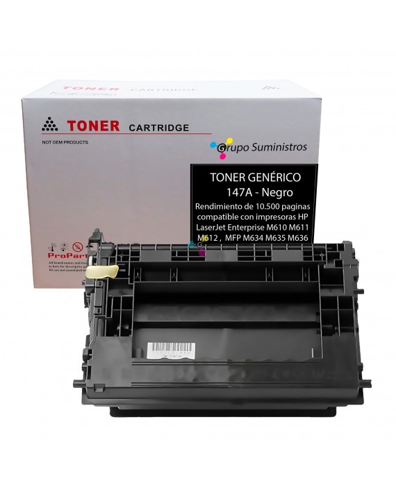 Toner 147A Genérico Compatible con Impresoras HP LaserJet Enterprise Flow M610 M611 M612 MFP M634 M635 M636