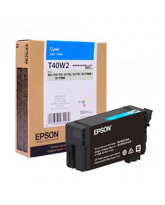 Tinta T40W2 Epson Cian Para Impresoras Epson Sure Color SC-T2170 SC-T3170 SC-T3170M SC-T5170 SC-T5170M