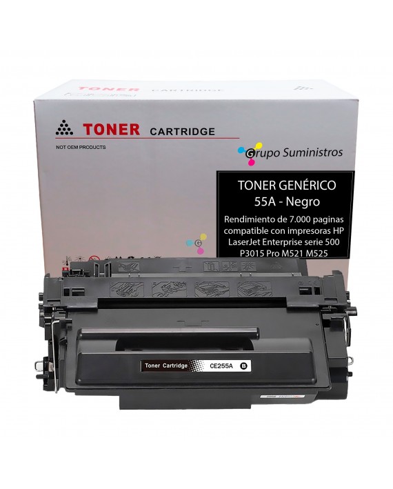 Toner 55A Genérico Negro Compatible con Impresoras HP LaserJet Enterprise serie 500 P3015 Pro M521 M525