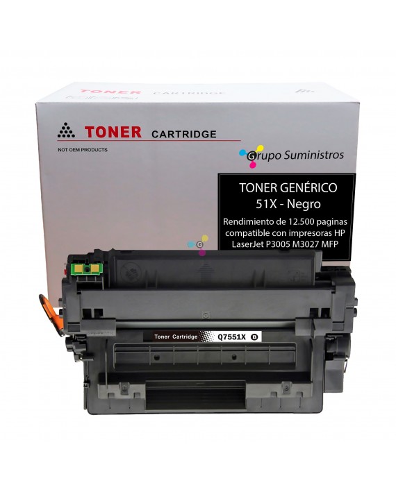 Toner 51X Genérico Negro Compatible con Impresoras HP LaserJet P3005 M3027 MFP M3035 MFP