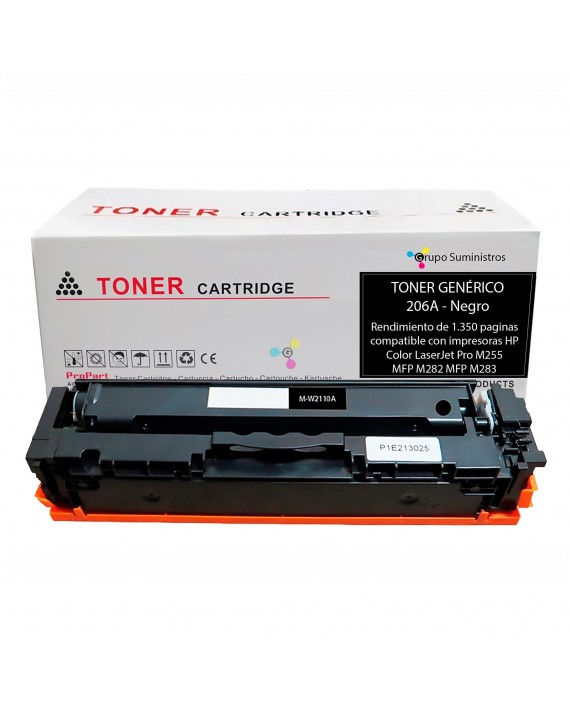 Toner 206A Genérico Negro Compatible con Impresoras HP Color LaserJet Pro M255 MFP M282 MFP M283