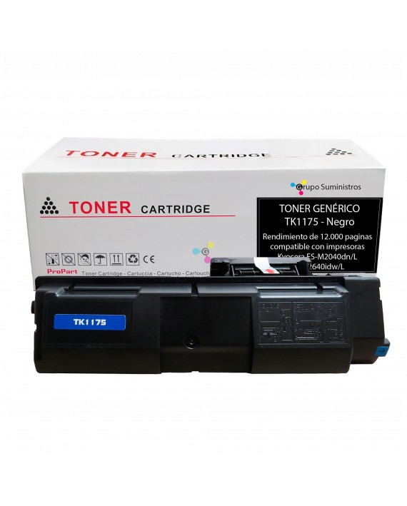 Toner TK 1175 Genérico Negro Compatible con Impresoras Kyocera FS-M2040dn/L FS-M2640idw/L