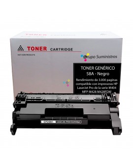 Toner 58A Genérico Negro Compatible con Impresoras HP LaserJet Pro de la serie M404 MFP M428 M428FDW