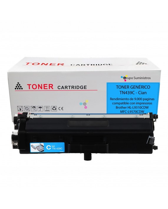 Toner TN-439C Genérico Cian Compatible con Impresoras Brother HL-L9310CDW MFC-L9570CDW