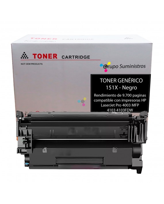 Toner 151X Genérico Negro Compatible con Impresoras HP LaserJet Pro 4003 MFP 4103 4103FDW