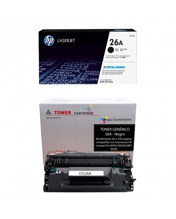Recarga de tóner HP 26A Original o Genérico a domicilio en Bogotá