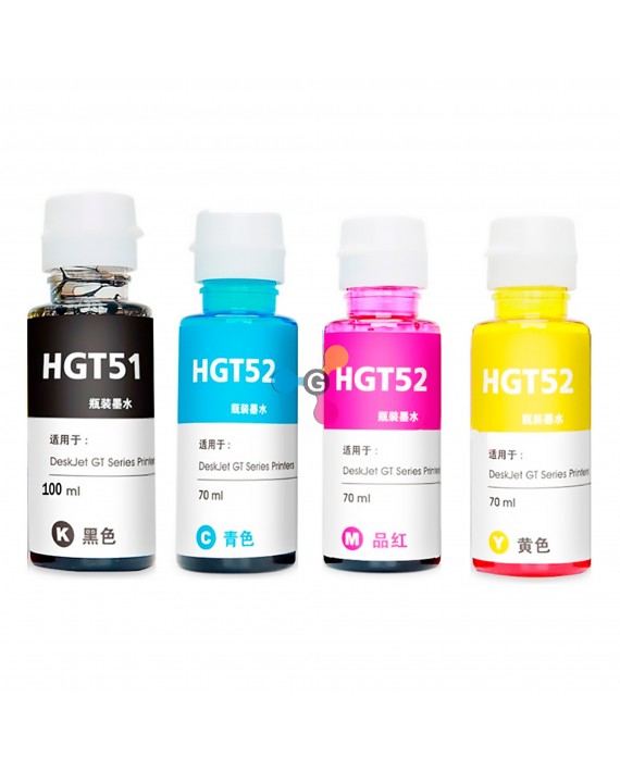 Tinta GT53/52 Genérica Compatible con Impresoras HP Ink Tank 100 300 400 415 GT5800 GT5810 GT5820 X4 Unidades