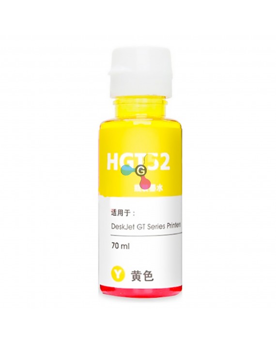 Tinta GT52 Genérica Yellow Compatible con Impresoras HP Smart Tank 400 415 500 520 530 600 700 720 6000 7000 X1 Unidad