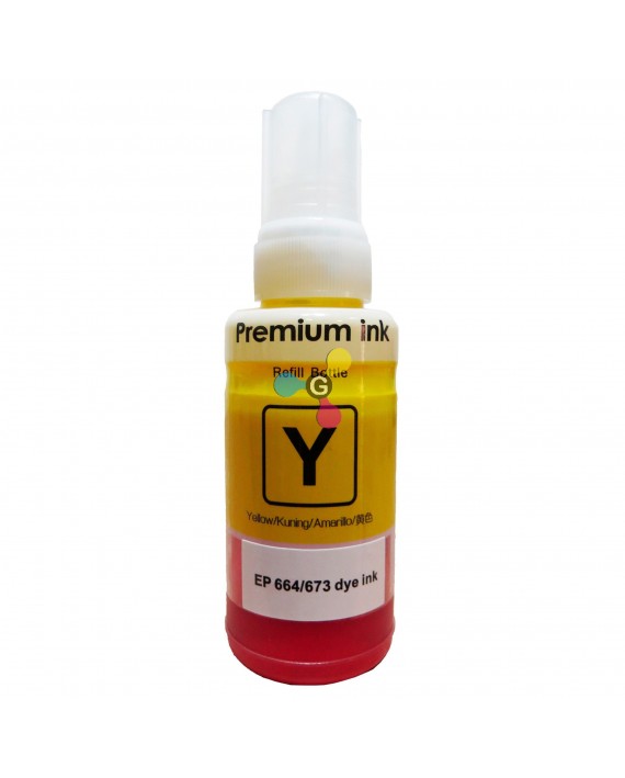 Tinta 664 Genérica Yellow Compatible con Impresoras Epson L395 L455 L475 L495 L555 L565 X1 Unidad