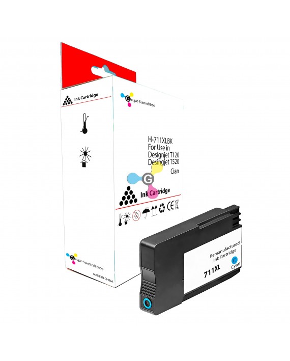 Cartucho de tinta H-711XL Cian Para impresoras HP Designjet T120 HP Designjet T520