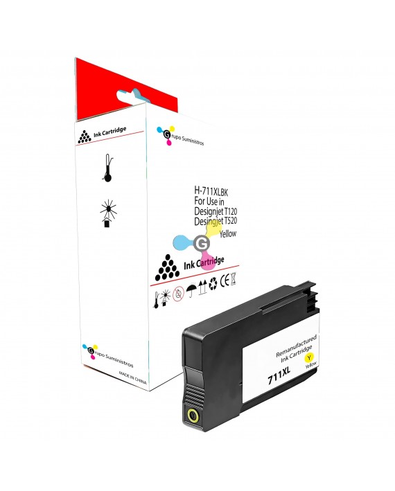 Cartucho de tinta H-711XL Yellow Para impresoras HP Designjet T120 HP Designjet T520
