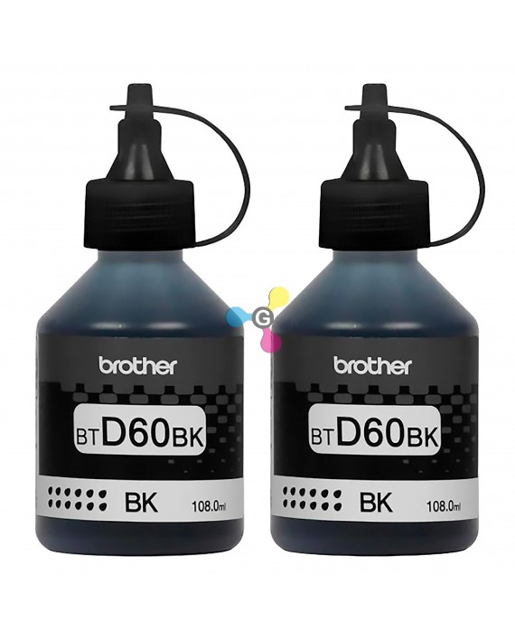 Tinta Brother D60BK Negra Para Impresoras Brother T4000DW T220/T300 T310/T420W T500W/T510W X2 Unidades