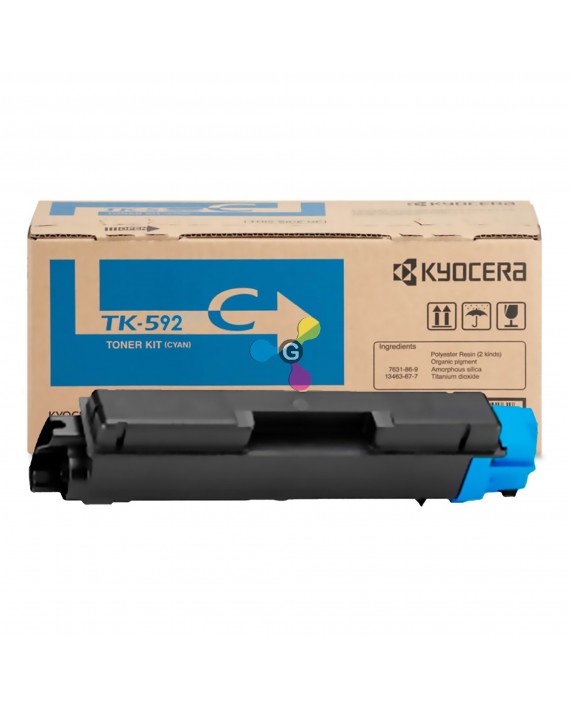 Tóner TK 592 Cian Para Impresoras Kyocera FS-C2026MFP+ FS-C2126MFP+ FS-C2626MFP FS-C5250dn FS-M6526cidn