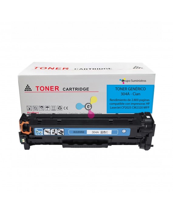 Toner 304A Genérico Cian Compatible con Impresoras HP LaserJet CP2025 CM2320 MFP