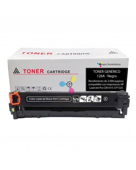 Editar: Toner 128A Genérico Negro Compatible con Impresoras HP Color LaserJet Pro CP1525 MFP CM1415