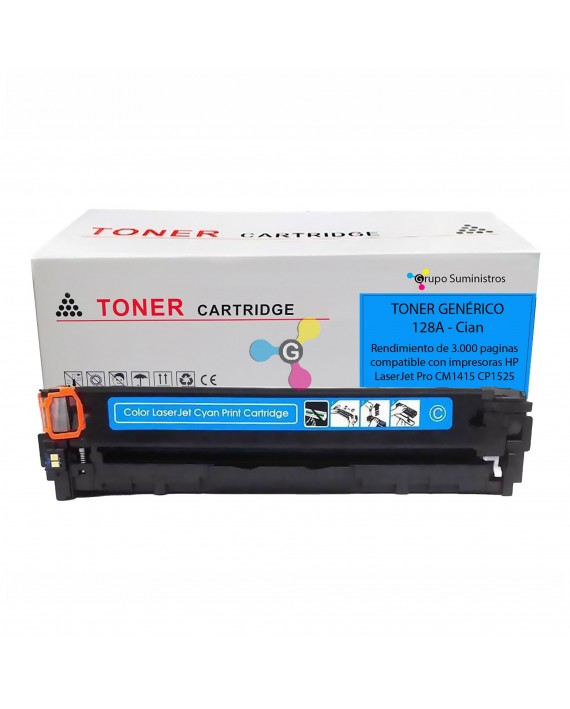 Editar: Toner 128A Genérico Cian Compatible con Impresoras HP Color LaserJet Pro CP1525 MFP CM1415
