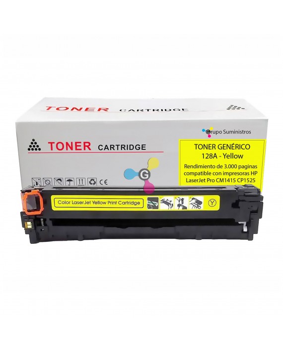 Editar: Toner 128A Genérico Yellow Compatible con Impresoras HP Color LaserJet Pro CP1525 MFP CM1415