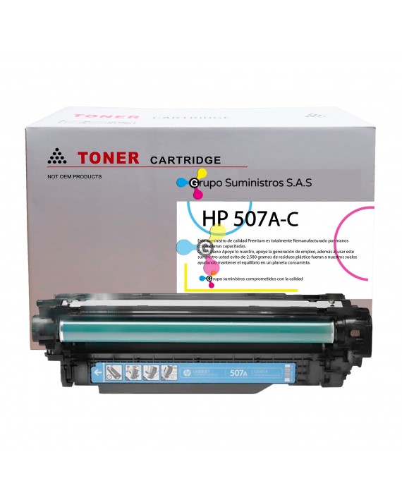 Tóner HP 507A Remanufacturado Cian Para Impresoras HP Color LaserJet Enterprise 500 M551 M551N M575DN M575FW