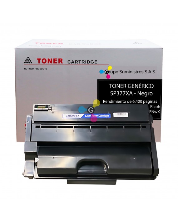 Tóner SP 377XA Genérico Negro para Impresoras Ricoh SP 377DNwX SP 377SFNwX SP 377SNwX