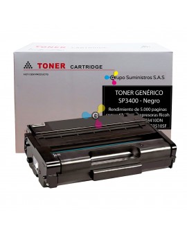 Tóner SP 3400 Genérico Negro para Impresoras Ricoh Aficio SP3400N SP3410DN SP3410SF SP3500N SP3510DN SP3510SF